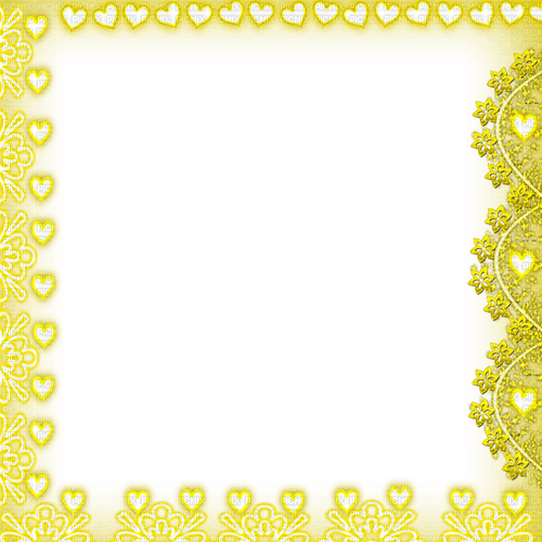 Frame.Flowers.Hearts.White.Yellow - Free PNG
