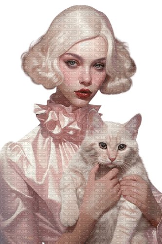 lady and her cat pink - ücretsiz png