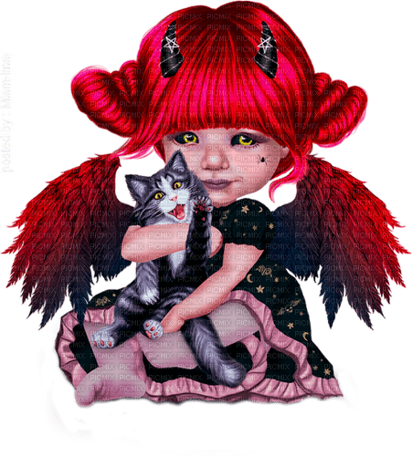 halloween angel with cat by nataliplus - gratis png