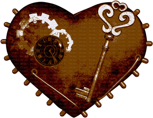 Steampunk.Heart.Brown - Free PNG