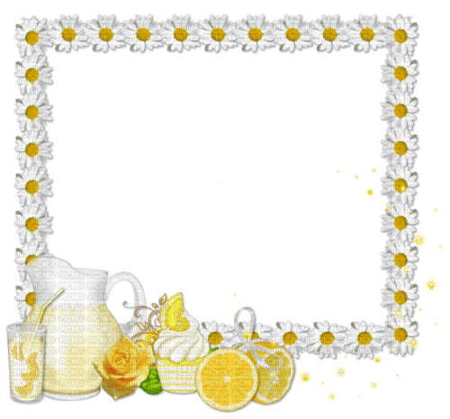 dolceluna frame lemon daisy scrap summer - PNG gratuit