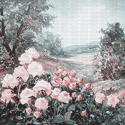 soave background animated painting  pink teal - GIF animé gratuit