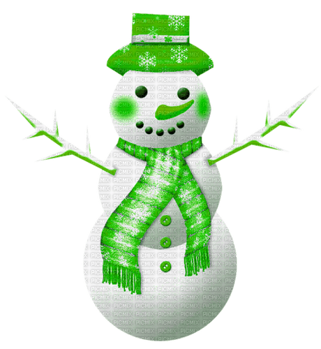 Snowman.White.Green - Free PNG
