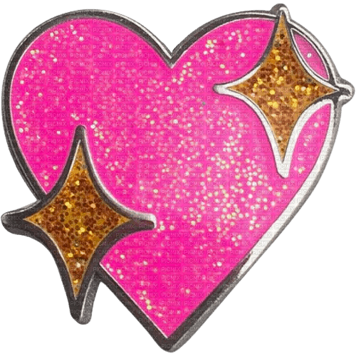 metal heart with stars hot pink glitter - besplatni png