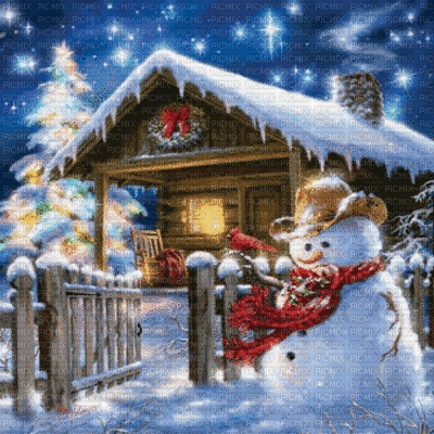 christmas snowman gif bg hiver noel bonhomme de neige fond - Free animated GIF