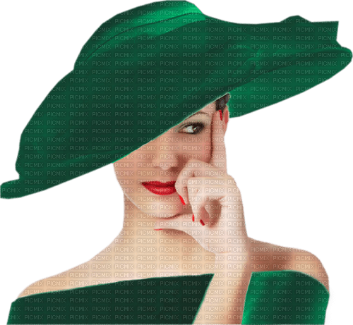 loly33 femme chapeau vert - 無料png