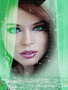 woman in green-NitsaPap - Free animated GIF