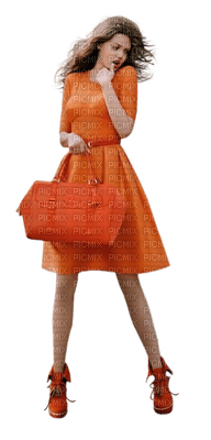 femme orange woman orange - png gratis