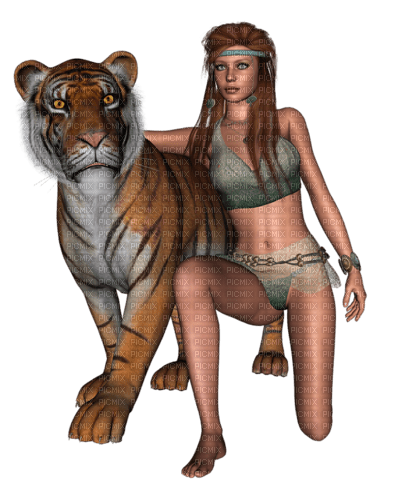 Vrouw met tijgers - kostenlos png