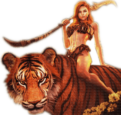 Rena Dschungel Mädchen Girl Tiger - фрее пнг