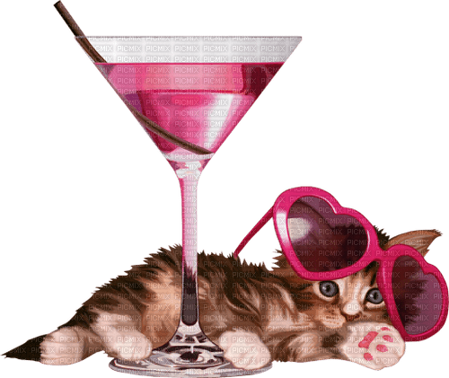 Verre Boisson Rose Chat:) - Free PNG