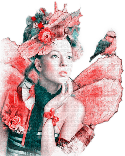 soave woman vintage fairy wings  pink teal - zdarma png