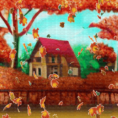 Little Autumn Cottage - Free animated GIF