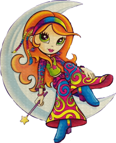 Girl on moon - kostenlos png