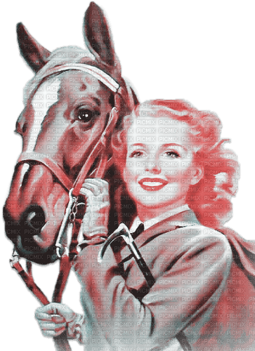 soave woman vintage autumn horse pink teal - gratis png