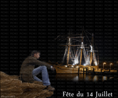 14 Juillet_homme_bateau_animer - GIF animasi gratis