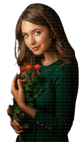 loly33 femme fleur rose - gratis png