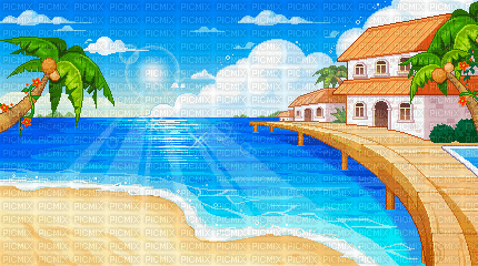 pixel beach gif - 免费动画 GIF