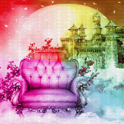 soave background animated fantasy  sofa rainbow - Бесплатный анимированный гифка