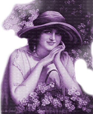 Y.A.M._Vintage Lady woman hat purple - gratis png