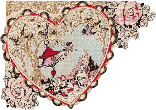 red,rose,coeur,bird, Saint Valentin, Pelageya - darmowe png