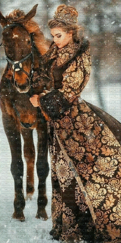 woman with horse - Free animated GIF