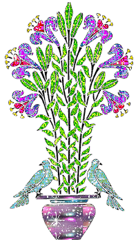image encre animé effet scintillant ornement plante oiseaux briller coin edited by me - GIF animé gratuit