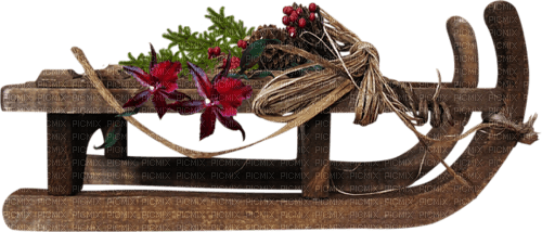 Trineo con adornos de navidad - png gratis