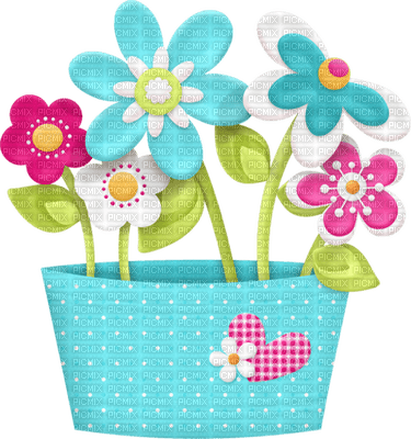 Pot de fleurs naïves - Free PNG