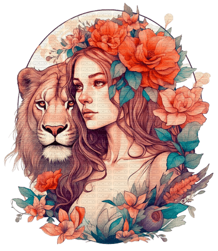 loly33 femme lion - 無料png