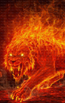 Rena animiert Feuer Löwe Lion - Darmowy animowany GIF