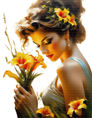 Женщина с лилиями - bezmaksas png