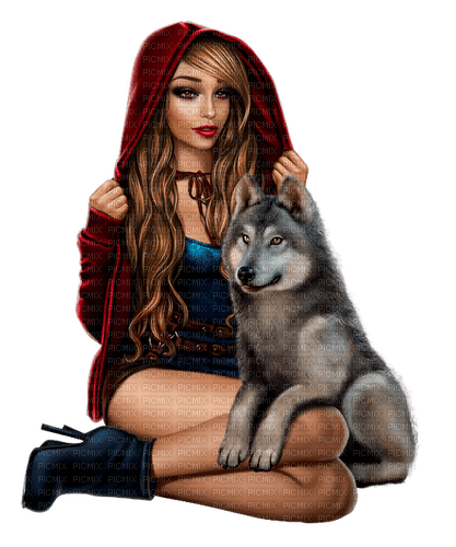 fantasy woman with wolf by  nataliplus - ücretsiz png