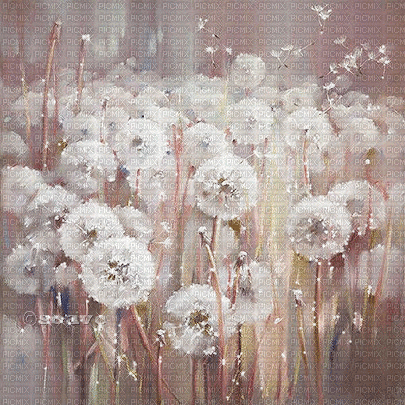 soave background animated painting field flowers - 免费动画 GIF