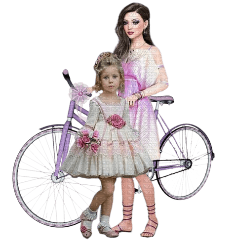 Kaz_Creations Woman-Femme-Bicycle-Bike-Child-Girl - 無料png