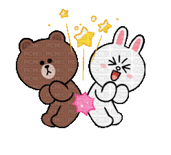 brown_&_cony love bunny bear brown cony gif anime animated animation tube cartoon liebe cher - Animovaný GIF zadarmo