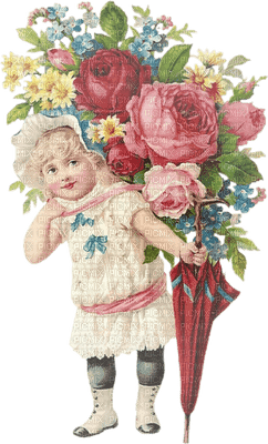 Kaz_Creations Victorian Flowers Child - Free PNG