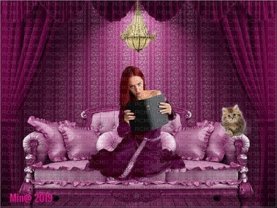 färdig bg-rosa-rum-kvinna-sitter-katt - gratis png