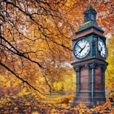 Clock Tower in Autumn - безплатен png