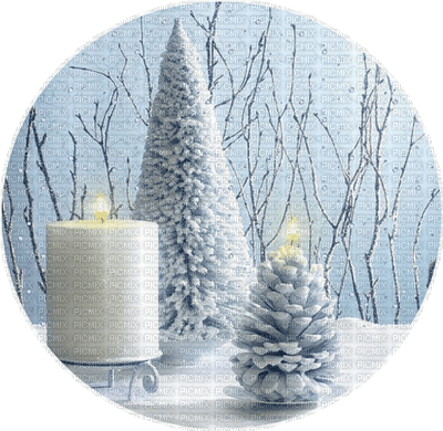 fir candle bougie kerzen circle  winter hiver garden jardin neige  snow   fond background  landscape paysage animated animation gif anime snowfall - Безплатен анимиран GIF
