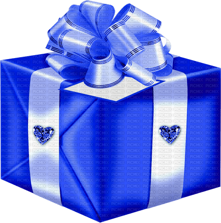 Gift.Box.Card.Hearts.Blue - ilmainen png