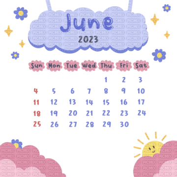 kawaii calendar june 2023 - 免费PNG