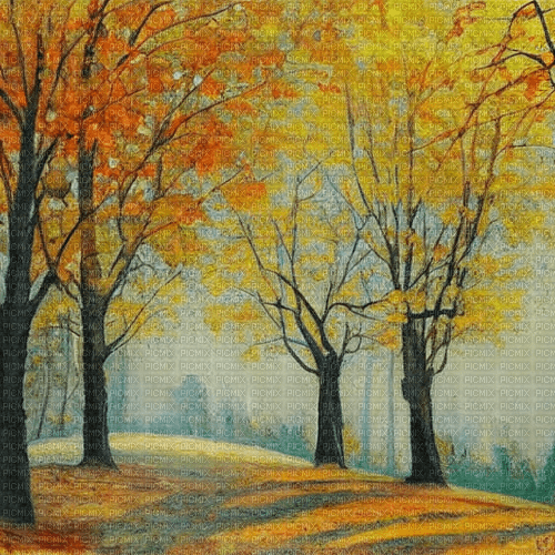 kikkapink autumn background painting forest - zdarma png