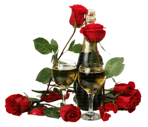 blommor-champagne-flaska - безплатен png