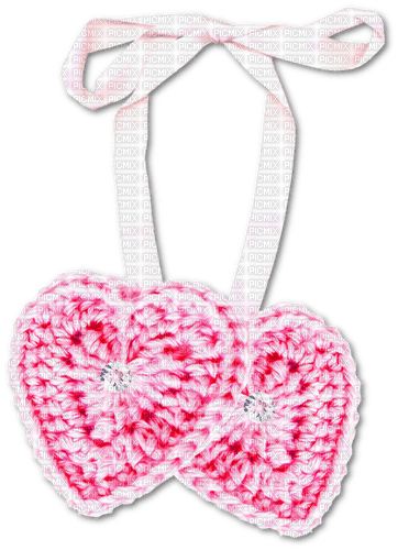 Hanging.Hearts.Bow.White.Pink - Free PNG
