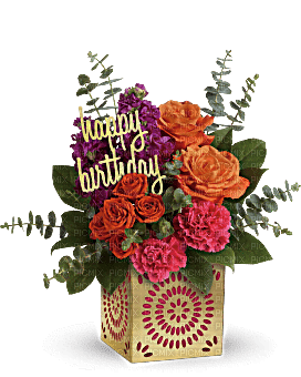 Kaz_Creations  Deco Flowers Vase Colours Happy Birthday - png ฟรี