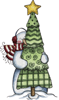 snowman with Tree - kostenlos png