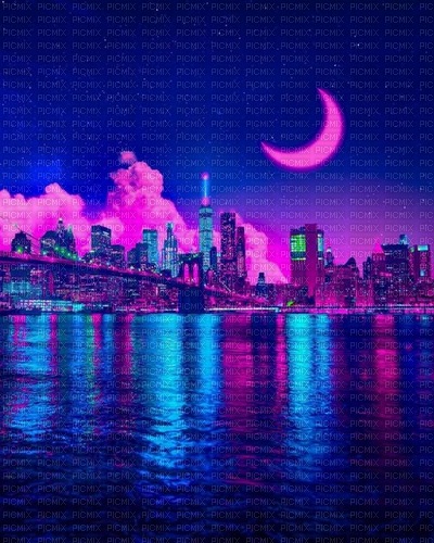 neon city background - Free PNG