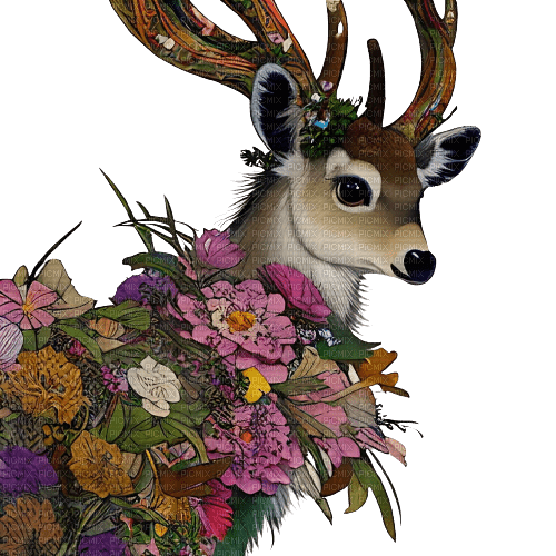 kikkapink deer fantasy flowers - png gratis