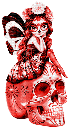 Sugar.Skull.Fairy.Red.Black.White - δωρεάν png